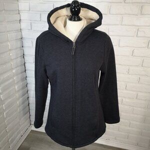 Lady Hathaway Ladies Size XL Dark Grey Faux Sherpa Lined Full Zip Hooded Jacket